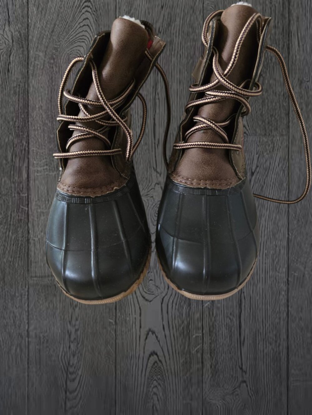 Madden Girl Brown Lace-Up Boots with Red Plaid Lining
